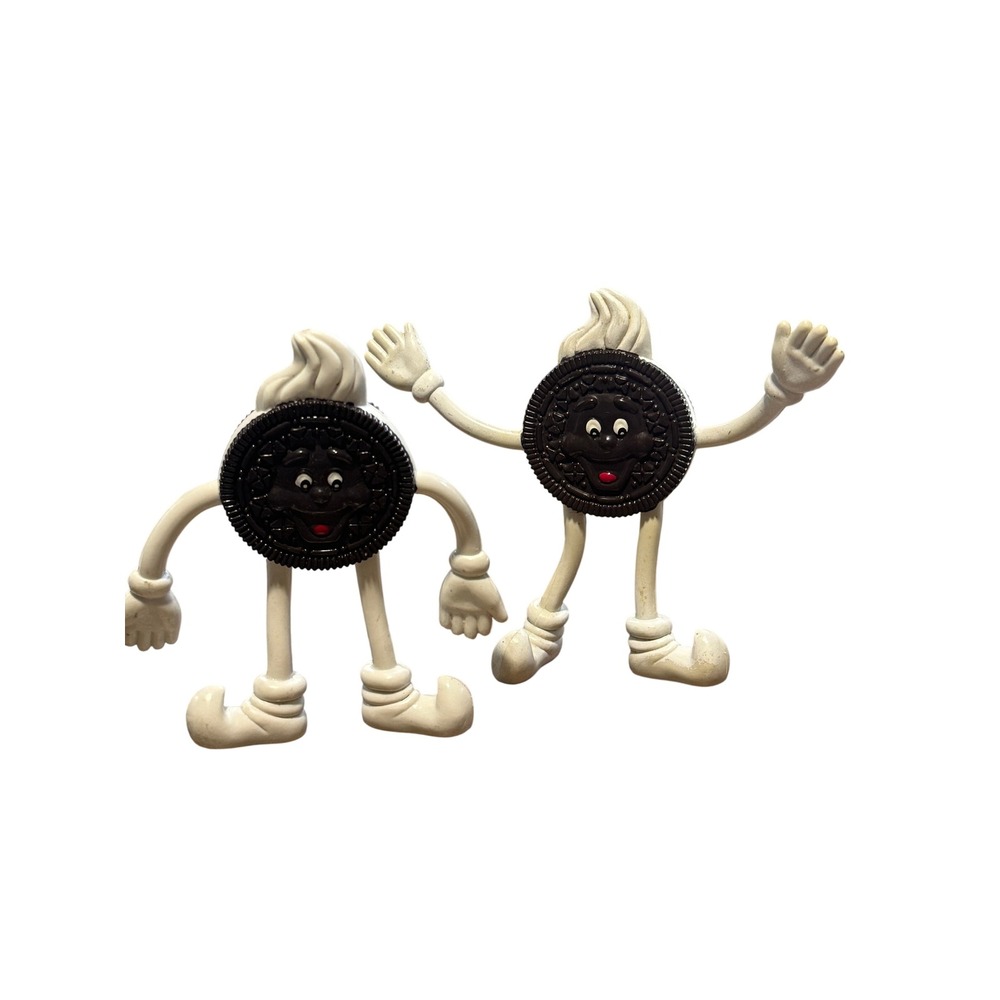 Pair of Vintage 90's Oreo Cookie Anthro Man Bendable Bendy Toy